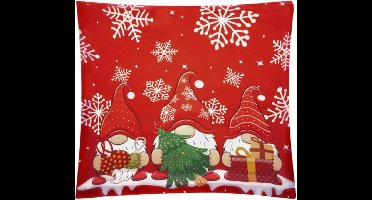 Ruhhy Decoratieve Kerstkussensloop 45x45cm - Vrolijk Kaboutermotief