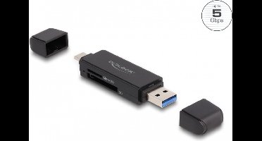 Delock Card Reader SuperSpeed USB 5 Gbps USB Type-C™ / Type-A for SD and Micro SD memory cards