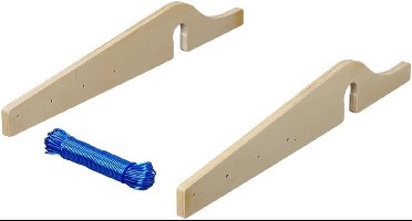 ProPlus Caravan Drooglijnhouder - Waslijnhouder - Waslijn - Ruimtebesparend - Kleren Drogen - Voor Verticale Manoeuvreergrepen - Inclusief waslijn 20 m - Hout - 3-delig