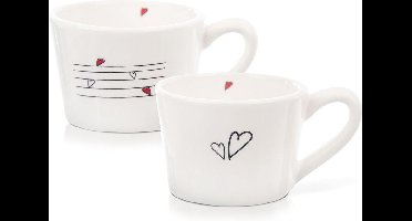 Mokken Keramiek HART 210 ml 2 stuks - Set - Bekers - Koffiebekers - Kopjes - Koffiemok