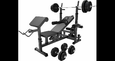 Gorilla Sports Universele Halterbank + 70 kg Halterset - Kunststof