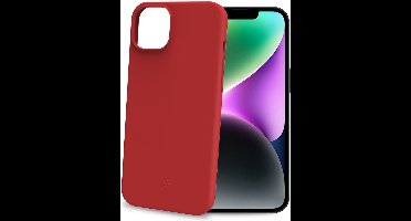 Celly Cromo Siliconen hoesje - Geschikt voor Apple iPhone 15 - TPU Back Cover - Microfiber - Rood