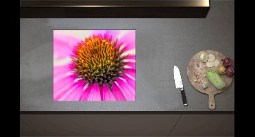Inductieplaat Beschermer - Close-up van Binnenkant Roze Zonnehoed Bloem - 58x50 cm - 2 mm Dik - Inductie Beschermer - Bescherming Inductiekookplaat - Kookplaat Beschermer van Zwart Vinyl