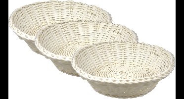 3x stuks ronde broodmanden/serveermanden wit kunststof D20 x H8 cm