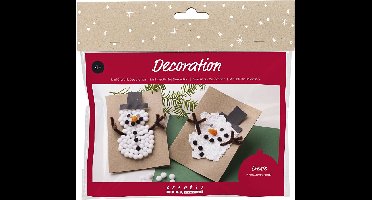 Mini Hobbyset Decoratie, Kerstkaarten met sneeuwpoppen, zwart, bruin, mid oranje, wit, 1 doos