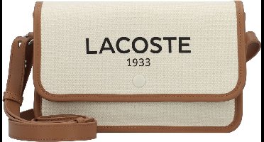 LACOSTE schoudertas Heritage Canvas Flap Crossover Bag Natural Tan crème