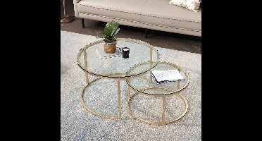 Amalee - Ronde salon tafel - 2 in 1- Gehard Glas - Woonkamer - Koffie tafel - Eenvoudige Montage - Transparant