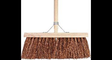TalenTools Bezem 37cm breed natuurvezel haren 140cm steel