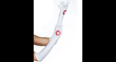 Lange verpleegstershandschoenen voor vrouwen - Verkleedattribuut