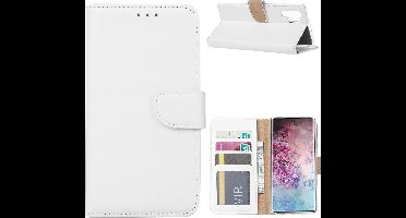 LuxeBass Telefoon Wallet Bookcase voor Samsung Galaxy Note 10 Plus - Portemonnee telefoonhoesje voor Bankpassen - Kunstleer - Siliconen Houder - Magnetische sluiten- wit - bookcase - boekhoesje - book case - boek hoesje