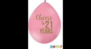 Ballonnen Cheers to 21 Years Pink met opdruk Goud (lucht)