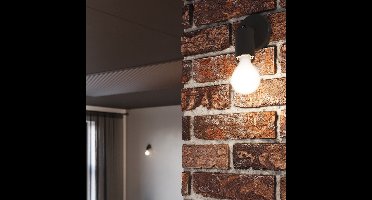 Sollux Lighting Wandlamp Fornes - 14x8x8cm - E27 - zwart - staal