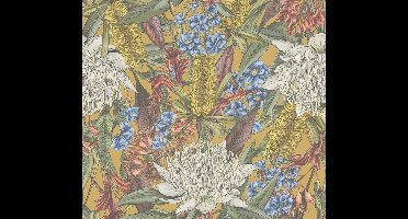 KLEURRIJKE BLOEMEN BEHANG | Floraal - Geel Groen Blauw Rood - Living Walls Drawn Into Nature