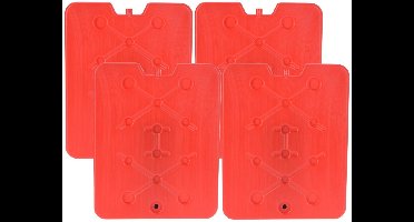 Excellent Houseware Koelelement Ice Pack - 4x - rood - plat - polyethyleen - 900 gram - 32 x 25 x 1 cm - schijf