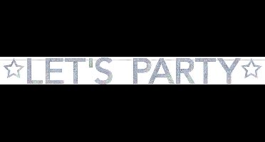 Haza Original Letterslinger Zilver "let's Party" 2 Meter