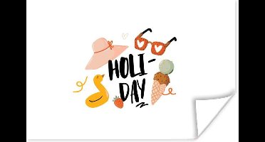 Poster Zomer - Roze - Hoed - 30x20 cm