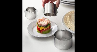 MikaMax Verstelbare Kookringen - Verstelbare Voedselringen - Bakringen - Garneerringen - Verbeter je Kookkunsten - RVS - Vaatwasser Bestendig - Set van 3