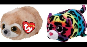 Ty - Knuffel - Teeny Ty's - Dangler Sloth & Jelly Leopard