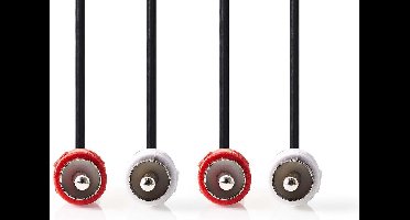 Nedis Stereo-Audiokabel - 2x RCA Male - 2x RCA Male - Vernikkeld - 1.50 m - Rond - Zwart - Label