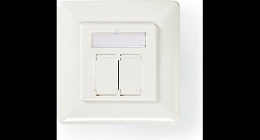 Nedis Netwerk Wanddoos - Inbouw - 2 poort(en) - CAT6a - Recht - Female - Goud Verguld - PVC - Wit - Envelop
