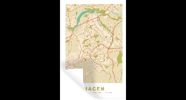Muurstickers - Sticker Folie - Plattegrond - Hagen - Stadskaart - Vintage - Kaart - 20x30 cm - Plakfolie - Muurstickers Kinderkamer - Zelfklevend Behang - Zelfklevend behangpapier - Stickerfolie