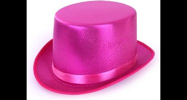Partyxplosion Hoge verkleed hoed - metallic roze - volwassenen - klassiek model