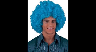 Pruik disco afro Sam blauw