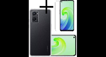 Hoesje - Met Screenprotector - Geschikt voor OPPO A96 - Sterk & Shockproof - Back Cover - Siliconen Case - Telefoon Hoes - Transparant