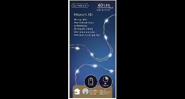 Micro Draadverlichting - 60 leds - timer - helder wit - 95 cm - kerstverlichting