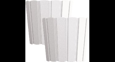 Set van 2x stuks prosperplast wood-look plantenpot - dia 24 cm/hoogte 22 cm - parel wit - kunststof - binnen/buiten bloempot