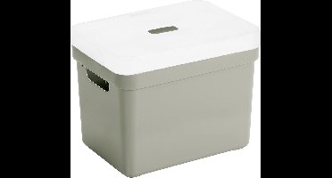 Sunware Opbergboxen met transparante deksel - 1x stuks - kastmanden - lichtgroen - 18 liter - kunststof - 35 x 25 x 24 cm - Opbergers