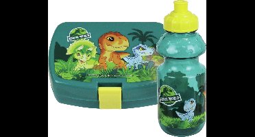 1x Kinder lunch set Jurrasic Park Dinosaurus van kunststof