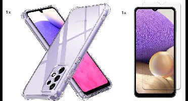 Hoesje Geschikt Voor Samsung Galaxy A73 5G Transparant Hoesje Met Bumper en Glas Screenprotector - Hoesje Geschikt Voor Samsung Galaxy A73 5G case - Hoesje Geschikt Voor Samsung Galaxy A73 5G backcover - Ntech hoesje
