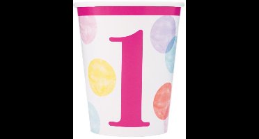 Haza Original Bekers First Birthday Meisjes 25 Cl Papier 8 Stuks