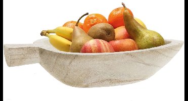 Fruitschaal blad hout 39 cm - Decoratieve schaal voor groente en fruit