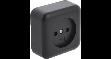 Q-LINK - Wandcontactdoos - Opbouw - 1-voudig Stopcontact - Kinderbeveiliging - Mat Zwart