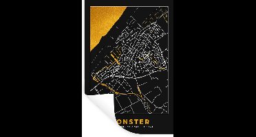 Muurstickers - Sticker Folie - Plattegrond - Monster - Goud - Kaart - Stadskaart - 20x30 cm - Plakfolie - Muurstickers Kinderkamer - Zelfklevend Behang - Zelfklevend behangpapier - Stickerfolie