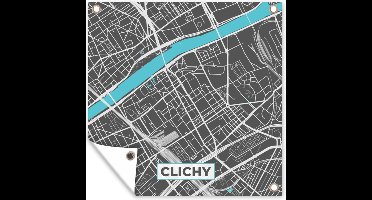 Tuinposters Clichy - Frankrijk - Plattegrond - Kaart - Stadskaart - 50x50 cm - Tuindoek