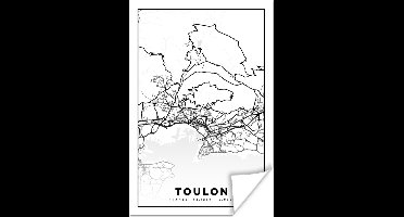 Poster Stadskaart - Frankrijk - Toulon - Kaart - Plattegrond - Zwart wit - 20x30 cm
