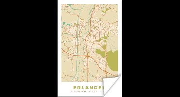 Poster Erlangen - Vintage - Stadskaart - Kaart - Plattegrond - 20x30 cm