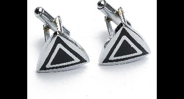 Manchetknopen - Driehoek Effen Zwart met Lijn