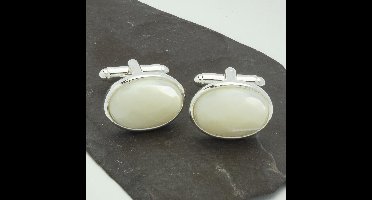 Manchetknopen - Edelsteen Ovaal Gefaceteerd Schelp Parelmoer