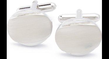 Manchetknopen - Zilver Effen Ovaal met Effect Boven Onder