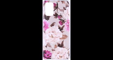 Shop4 - Samsung Galaxy S20 Plus Hoesje - Zachte Back Case Bloemen en Bladeren Roze
