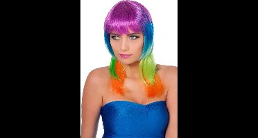 Pruik regenboog multi