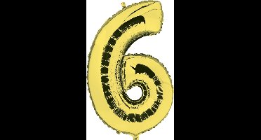 Folieballon Cijfer 6 Goud - 92 cm