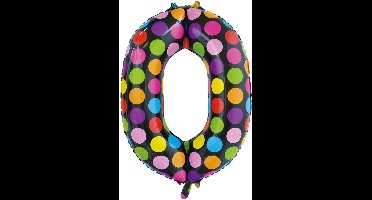 Folie Ballon Cijfer 0 Stippen XL 86cm
