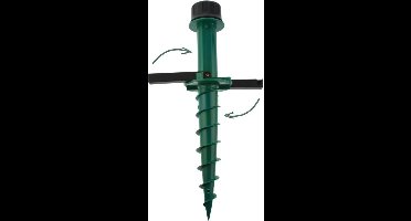 Pro Garden Parasolhouder - Schroef - Grondboor - 44 cm - Groen - Zwart - Draaien - Grondanker