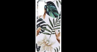 Shop4 - Geschikt voor Samsung Galaxy S21 Plus Hoesje - Zachte Back Case Bloemen en Bladeren