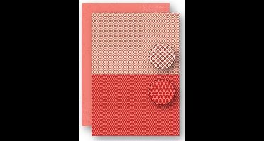 NEVA063 A4 Nellie Snellen - knutselpapier kaarten scrapbook pakket 5 vel achtergrond papier - achtergrondvellen - kerstmis rood kerstbomen - Christmas red trees